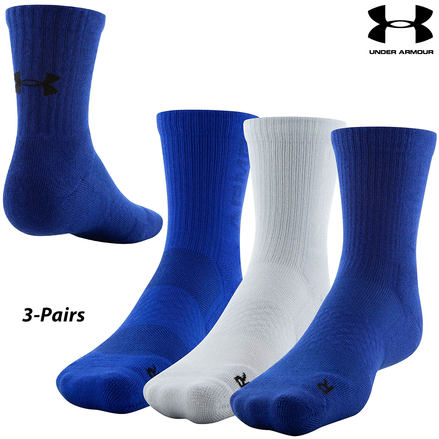 3 Pairs Under Armour 3-Maker Mid-Crew Socks (XL) | Wing Supply