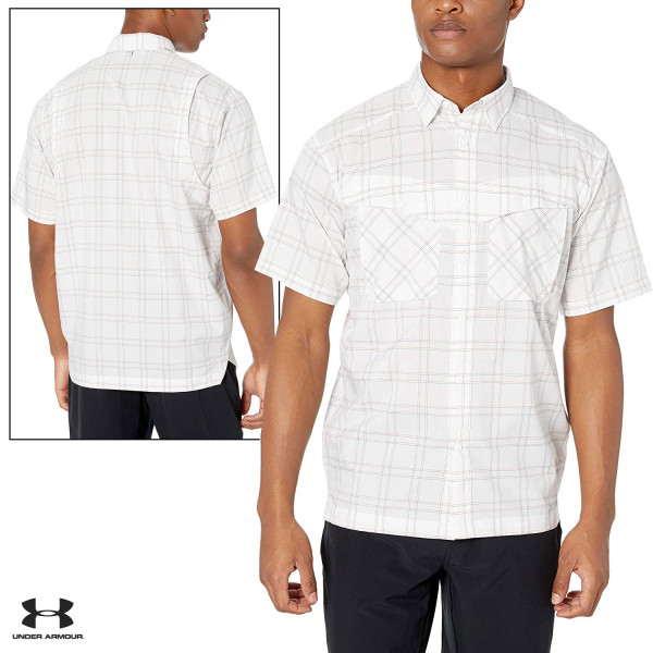 Under Armour Tide Chaser Plaid Short-Sleeve Fishing Shirt - White/Elemental  | Wing Supply