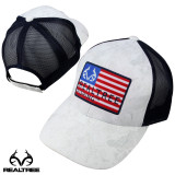 Realtree Fishing US Flag-like Patch Mesh Back Cap- Wave3 White/ Navy Blue