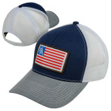 USA Flag Patch Meshback Cap- Navy/Heathered Gray