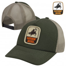 Catchin' Deer Giddy-up Premium Canvas Trucker Cap- Green/Tan