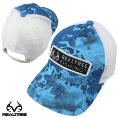 Realtree Fishing Hook Horn Patch Mesh Back Cap- Wave3 Provence Blue/White