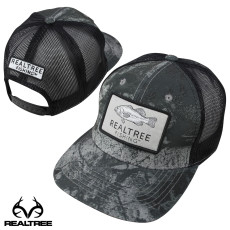 Realtree Fishing Largemouth Bass Patch Qtech Mesh Back Cap- Wave3 Grey/Black