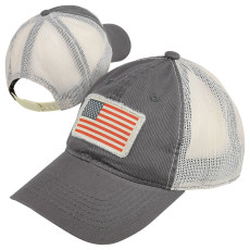 USA Flag Meshback Cap- Charcoal/Putty