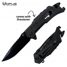 Opus Tactical Multi-Tool Drop Point Folder Knife- Black Nylon Fiber